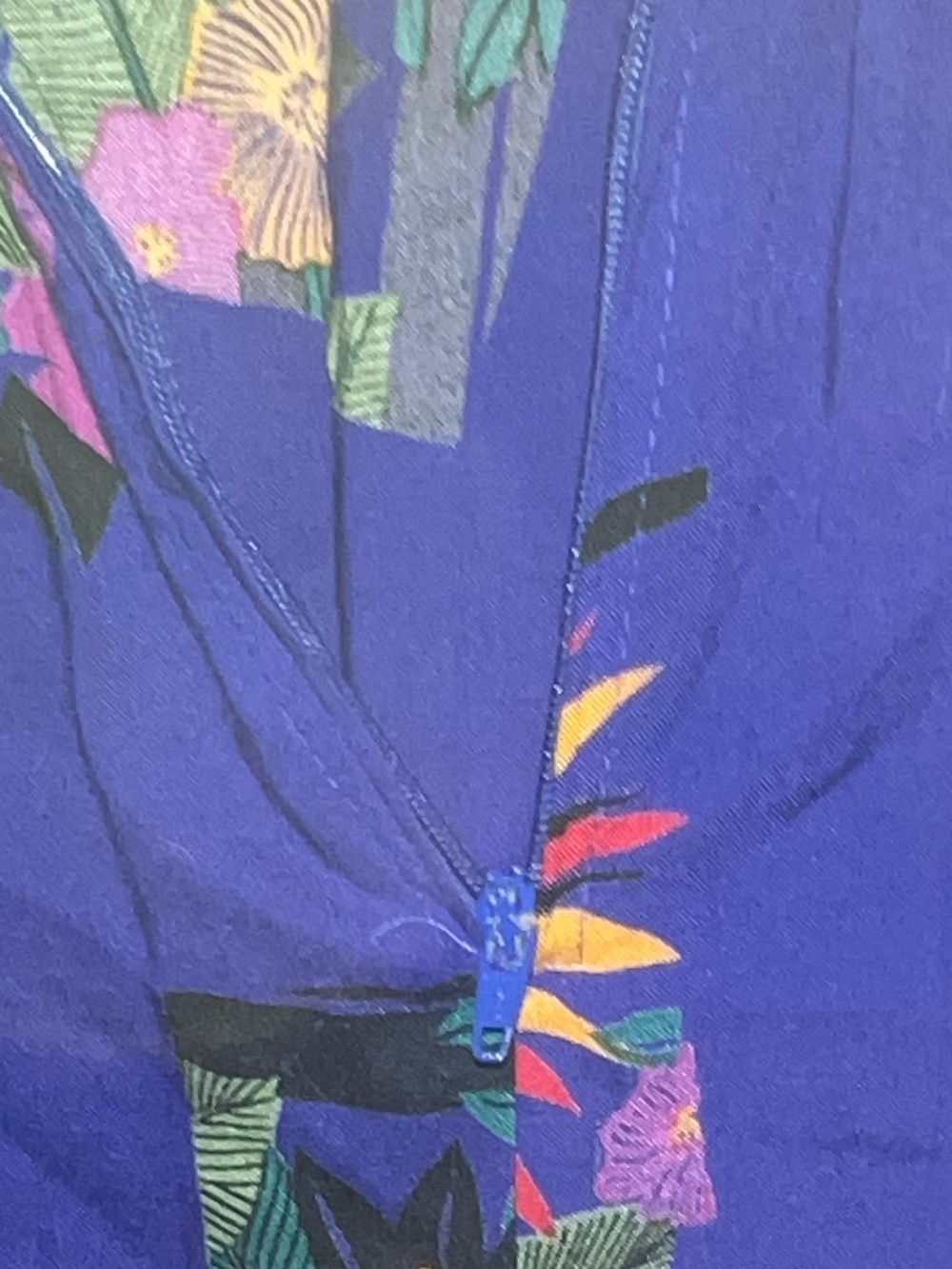 K.C. Spencer Tropical Vintage Print Blue Dress - Picture 3 of 6